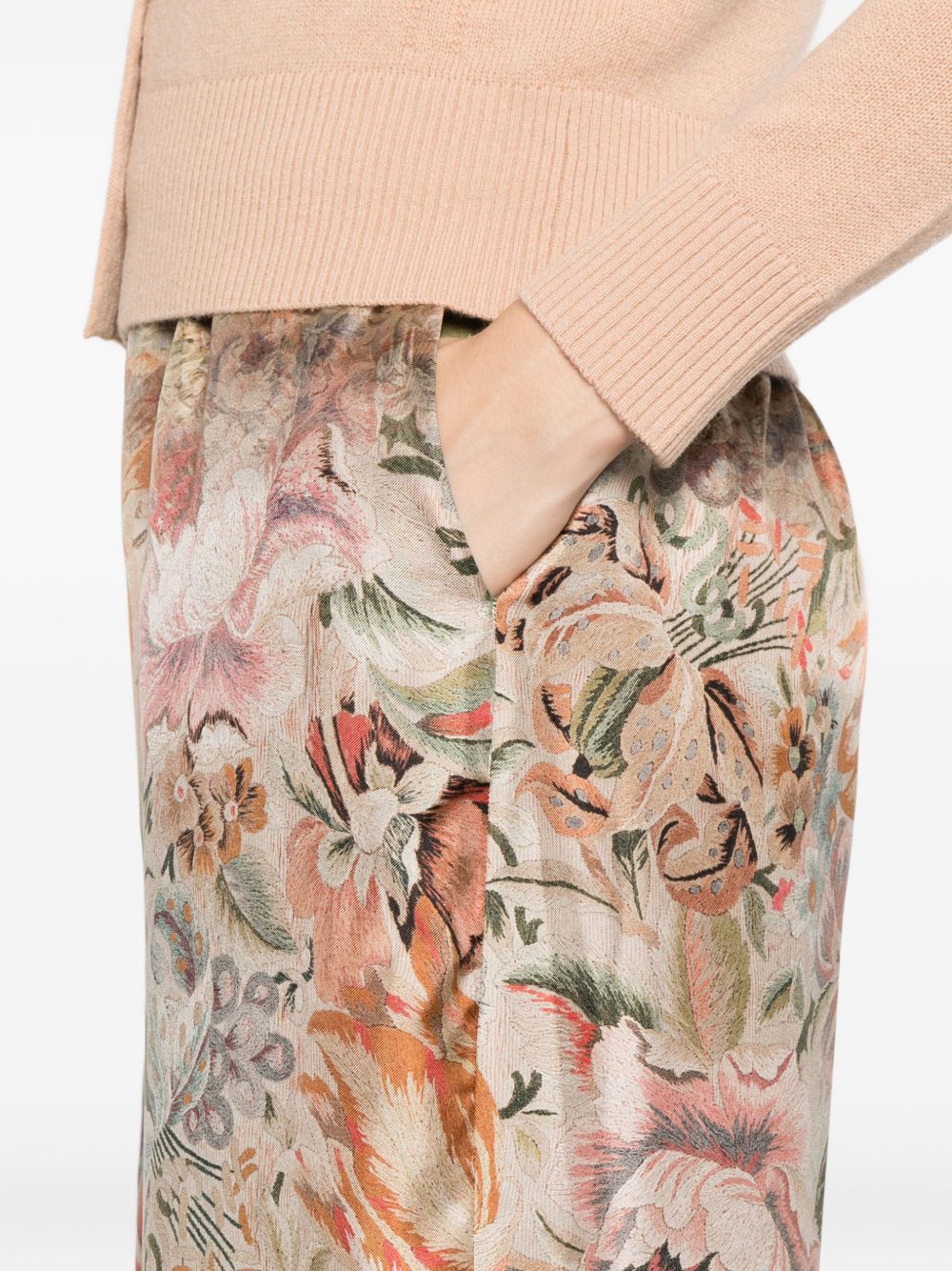 Pierre Louis Mascia Printed Silk Trousers - Beige