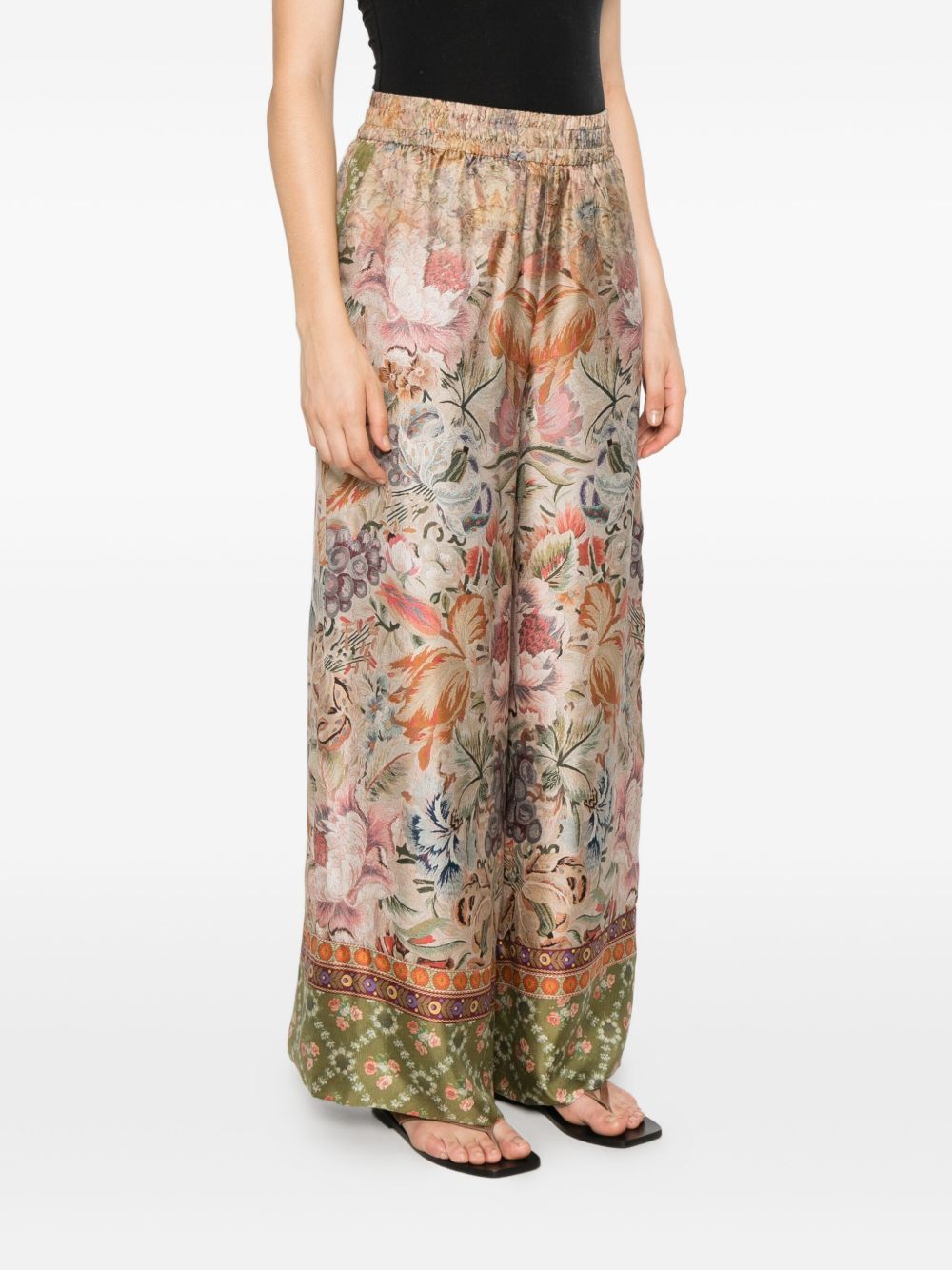 Pierre Louis Mascia Printed Silk Trousers - Beige