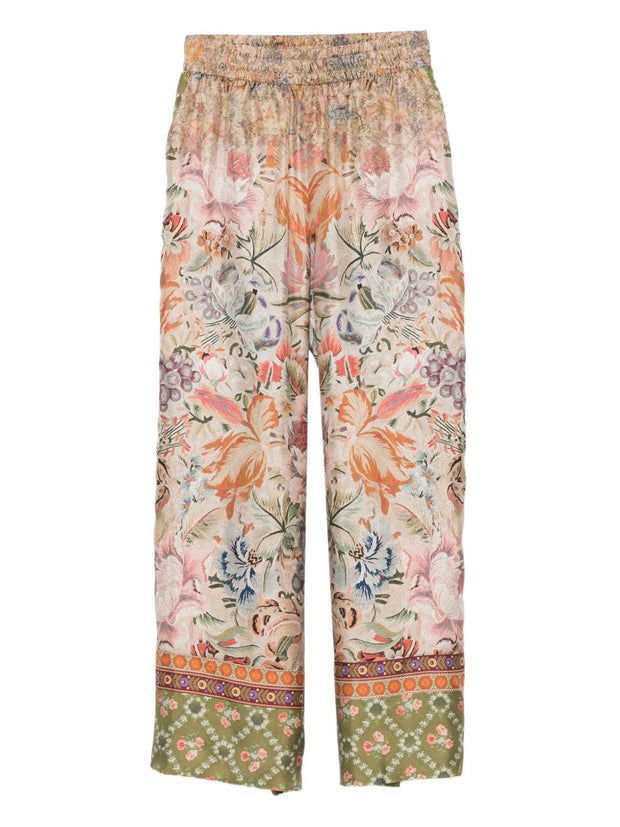 Pierre Louis Mascia Printed Silk Trousers - Beige