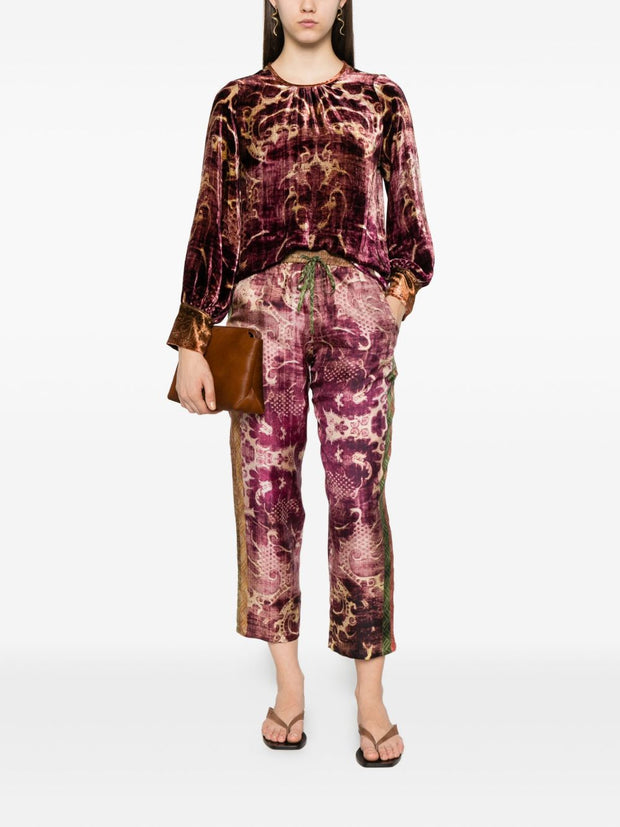 Pierre Louis Mascia Printed Silk Trousers - Purple