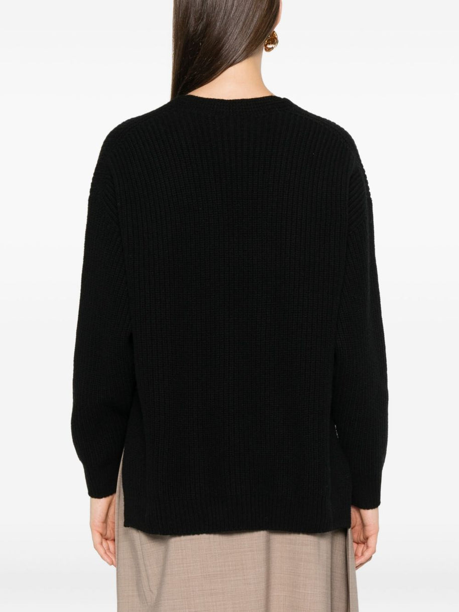Fabiana Filippi Wool V-necked Jumper - Black
