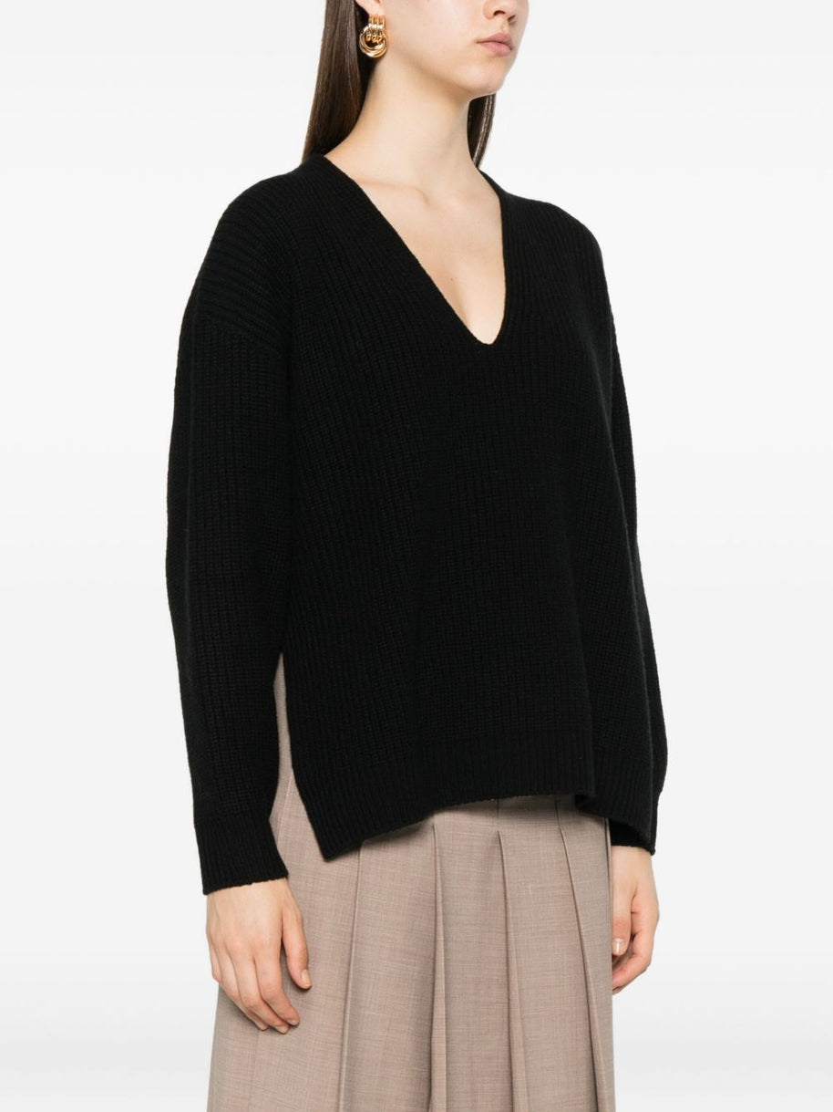 Fabiana Filippi Wool V-necked Jumper - Black