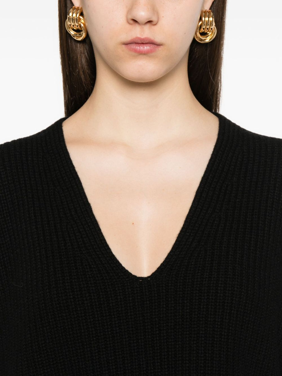 Fabiana Filippi Wool V-necked Jumper - Black