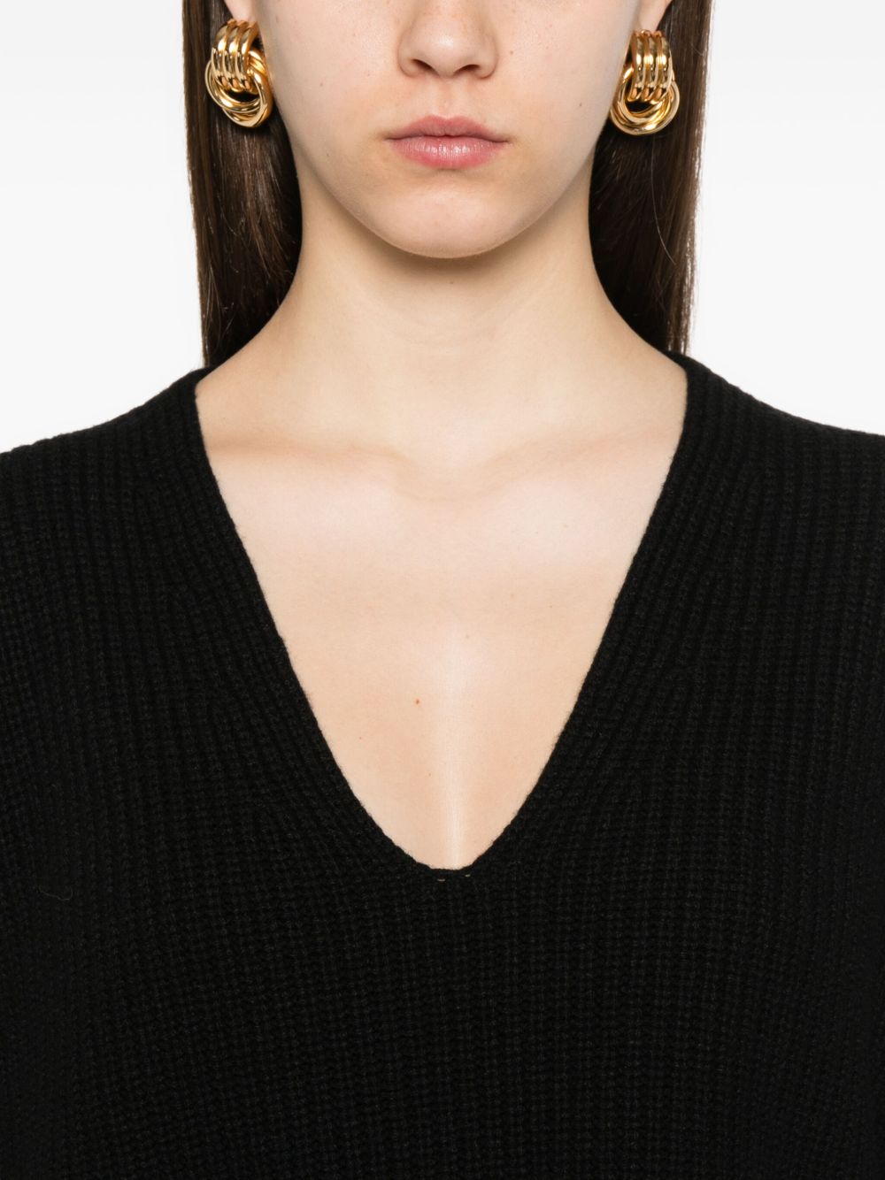 Fabiana Filippi Wool V-necked Jumper - Black