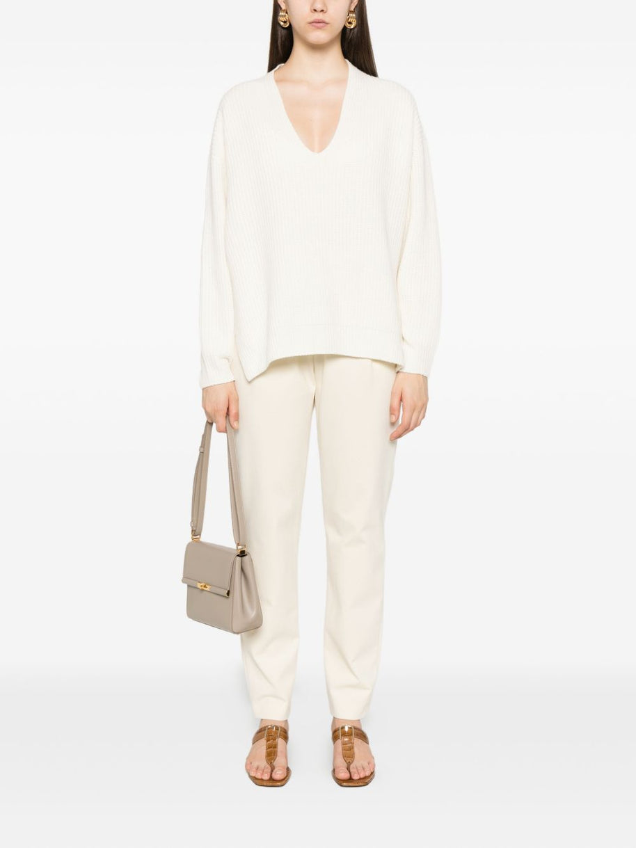 Fabiana Filippi Wool V-necked Jumper - Beige