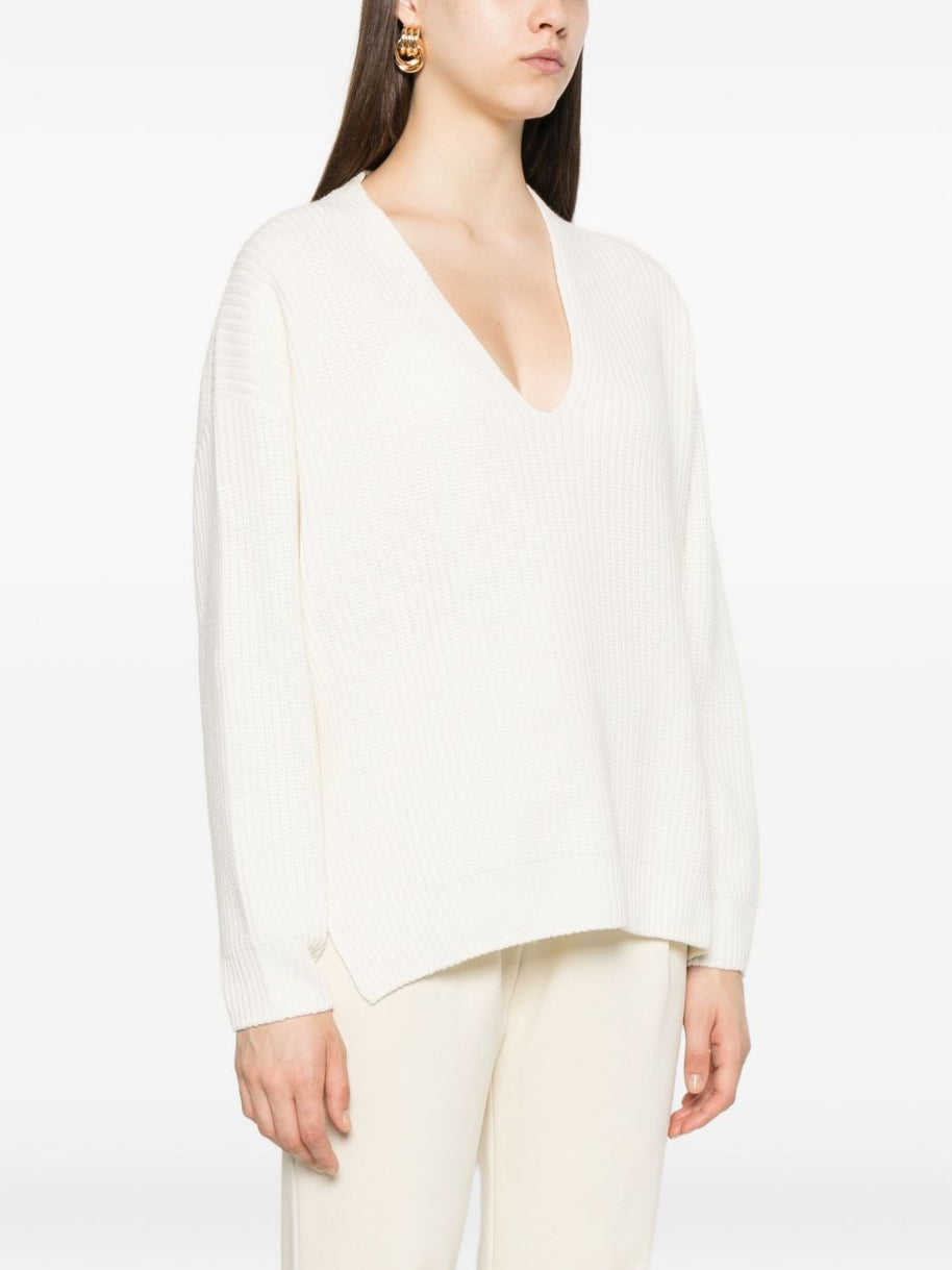 Fabiana Filippi Wool V-necked Jumper - Beige