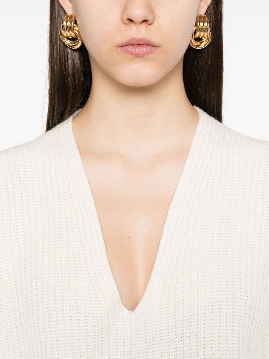 Fabiana Filippi Wool V-necked Jumper - Beige