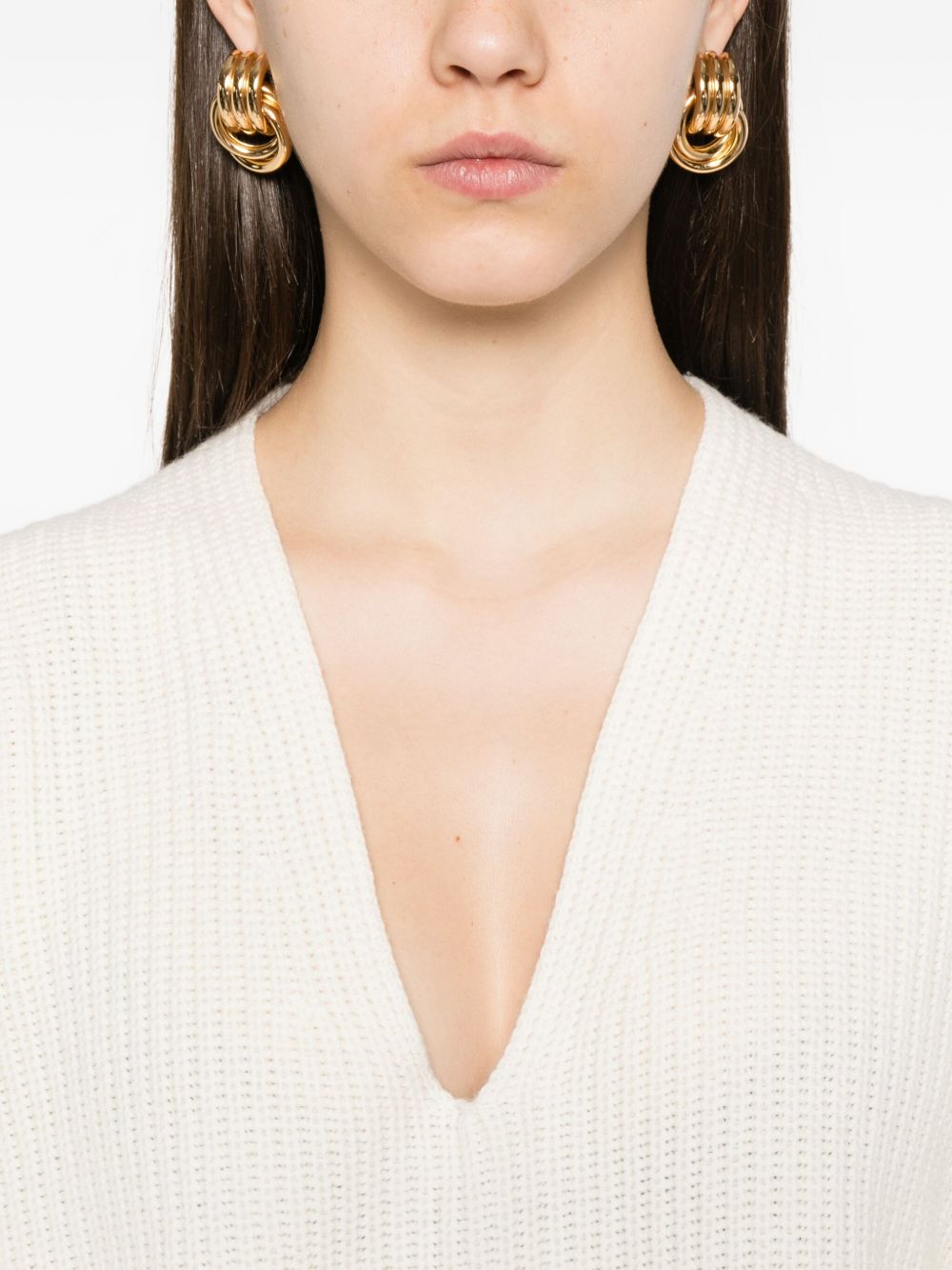 Fabiana Filippi Wool V-necked Jumper - Beige