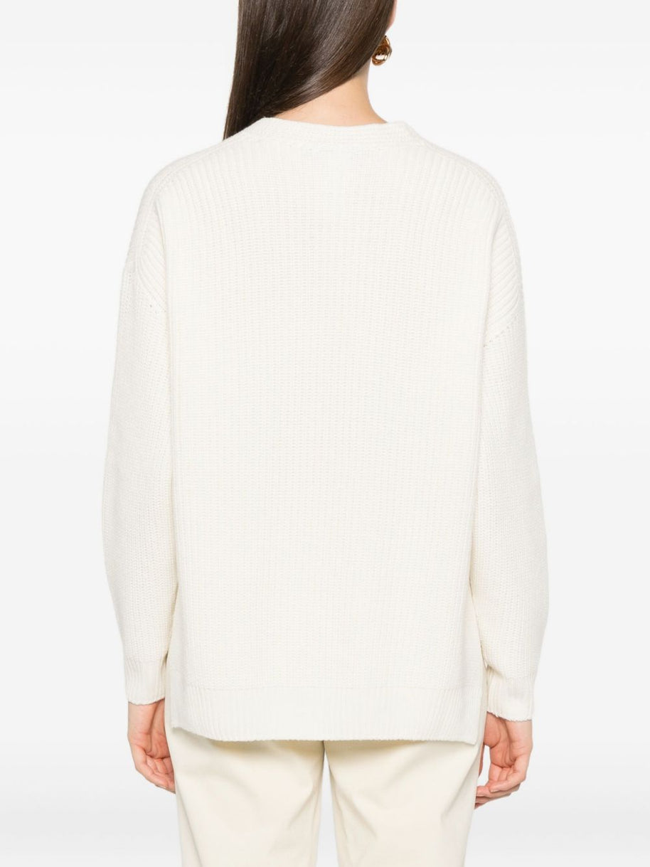 Fabiana Filippi Wool V-necked Jumper - Beige