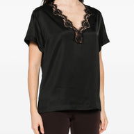 ERMANNO FIRENZE Lace Detail Top - Black
