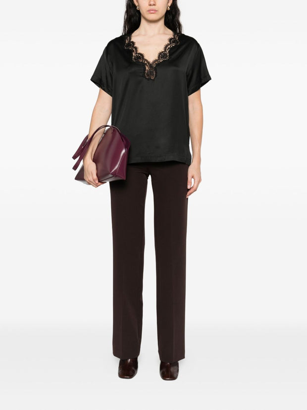 ERMANNO FIRENZE Lace Detail Top - Black