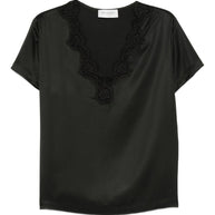 ERMANNO FIRENZE Lace Detail Top - Black