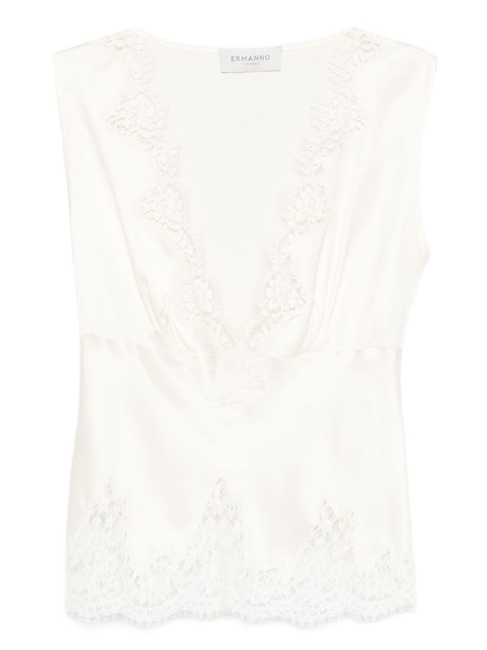 ERMANNO FIRENZE Lace Detail Top -  Beige
