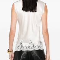 ERMANNO FIRENZE Lace Detail Top -  Beige