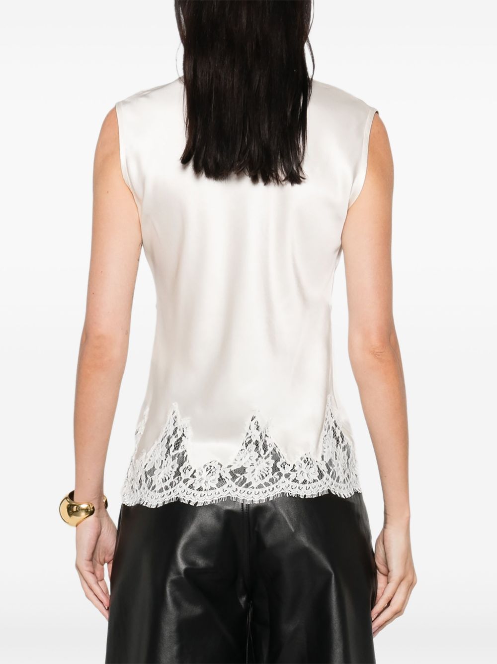 ERMANNO FIRENZE Lace Detail Top -  Beige