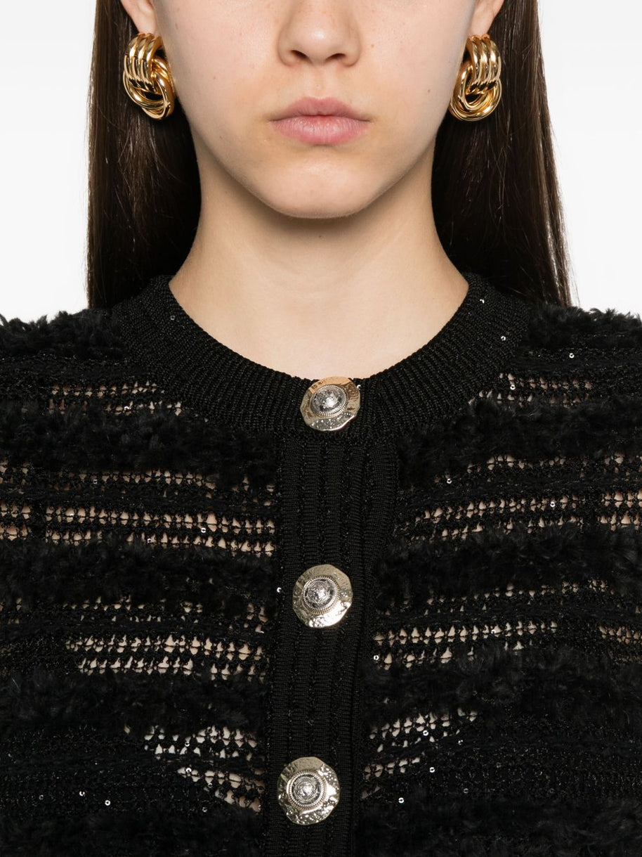 Balmain Tweed Cardigan - Black