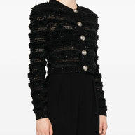 Balmain Tweed Cardigan - Black