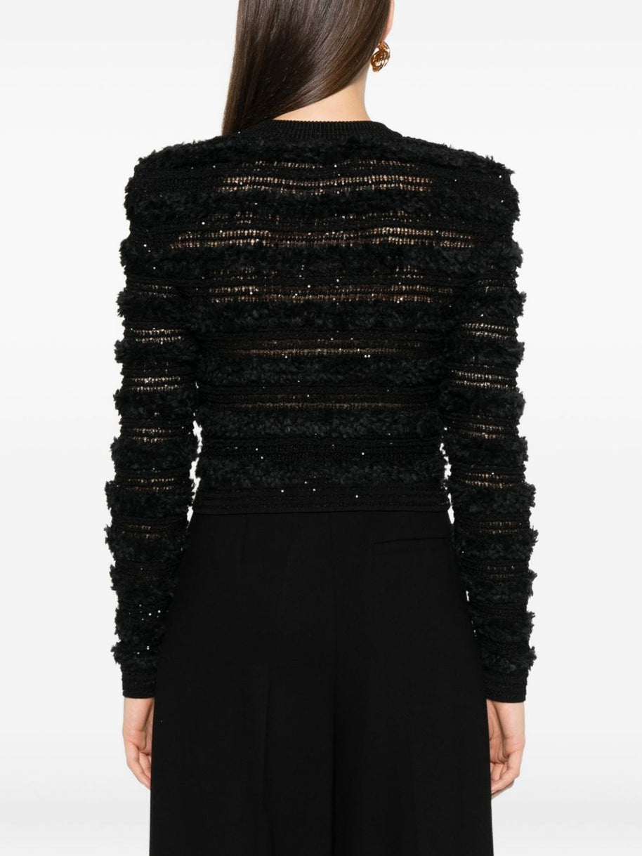 Balmain Tweed Cardigan - Black