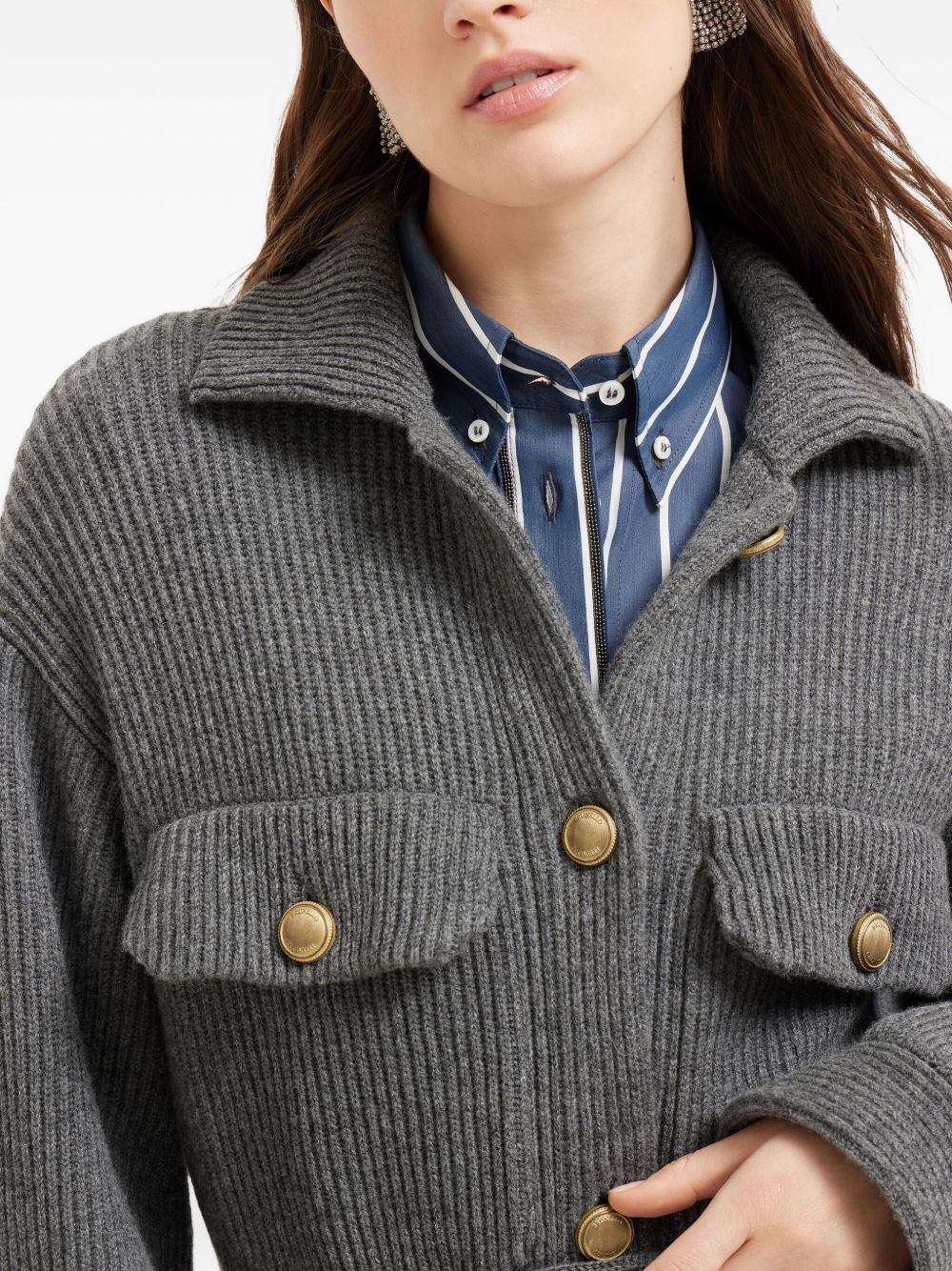 Brunello Cucinelli Wool And Cashmere Cardigan - Grey