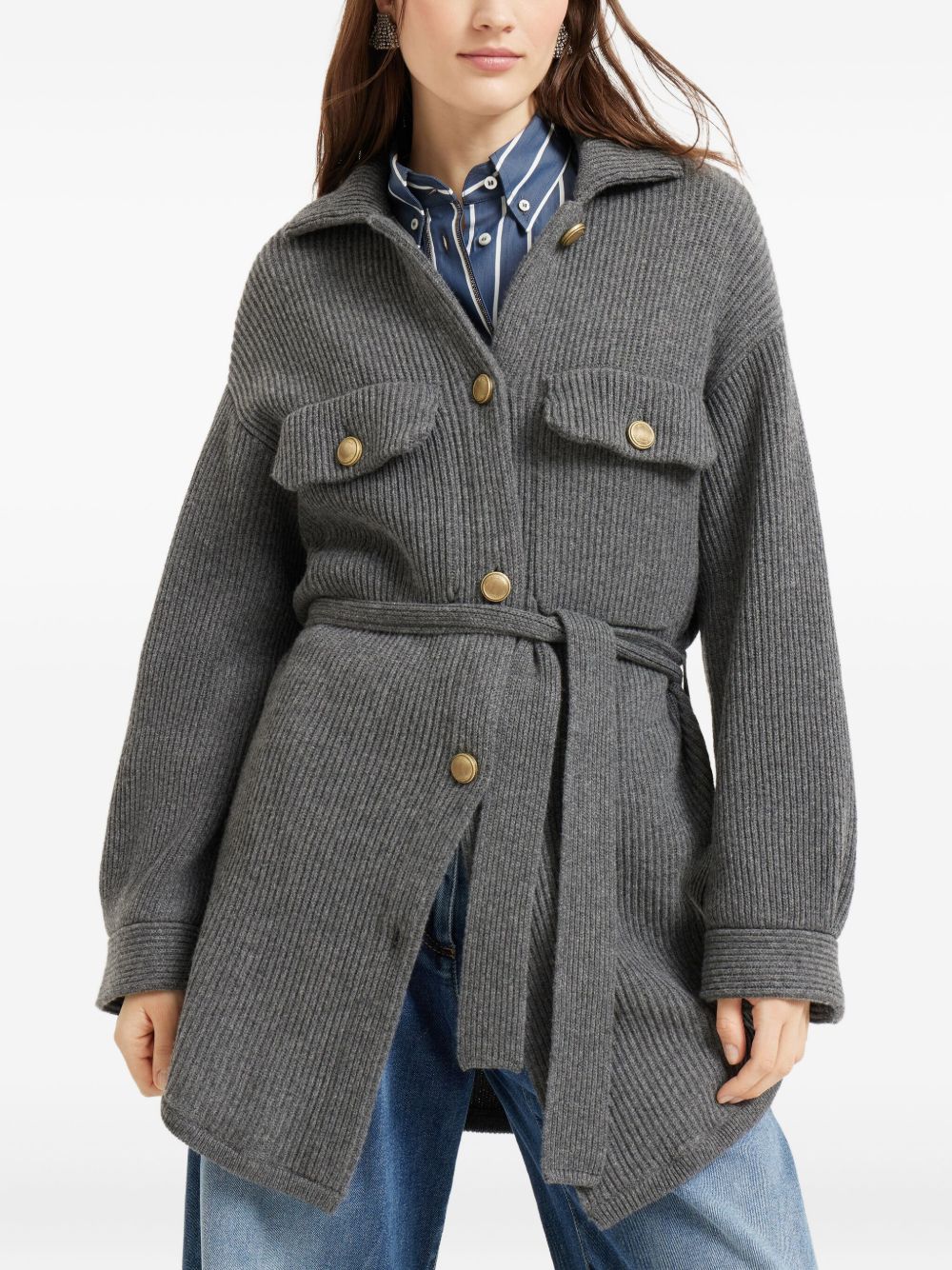 Brunello Cucinelli Wool And Cashmere Cardigan - Grey