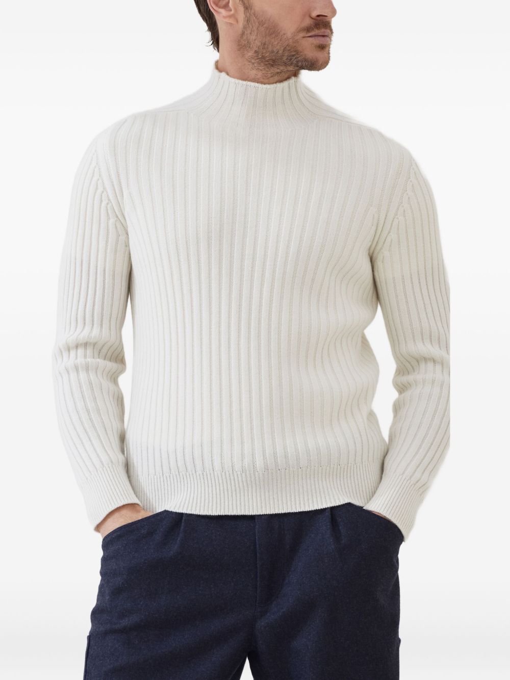 Brunello Cucinelli Cashmere Flat Rib Turtleneck Sweater