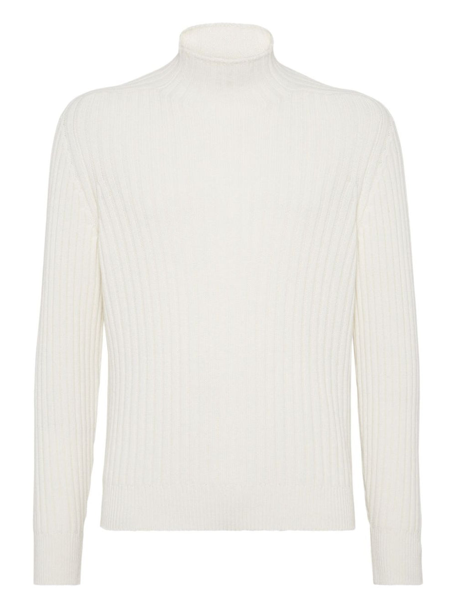 Brunello Cucinelli Cashmere Turtle Neck Jumper - White