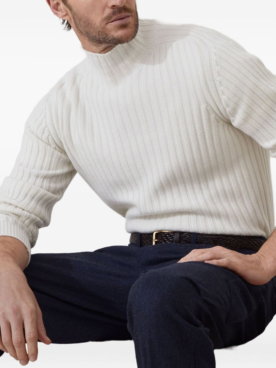 Brunello Cucinelli Cashmere Turtle Neck Jumper - White