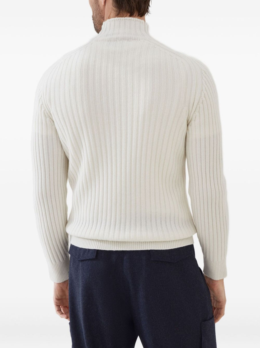 Brunello Cucinelli Cashmere Turtle Neck Jumper - White
