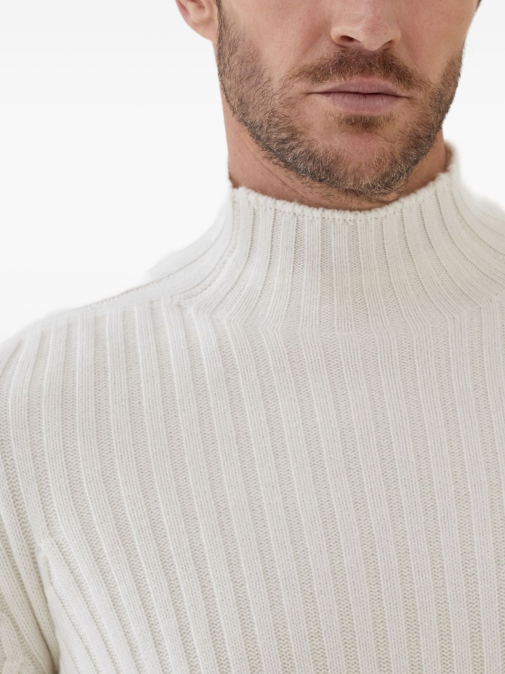 Brunello Cucinelli Cashmere Turtle Neck Jumper - White
