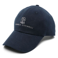 Brunello Cucinelli Logo Cotton Baseball Cap - Blue