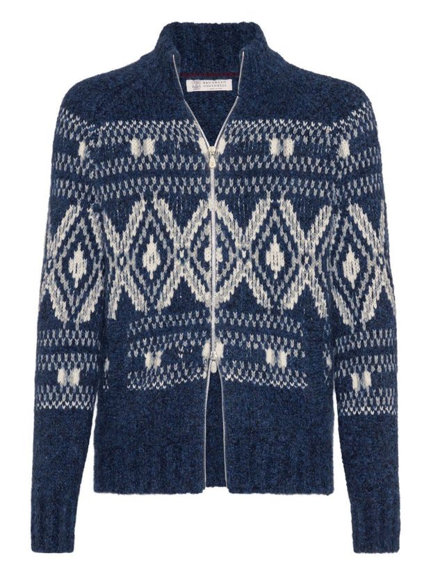 Brunello Cucinelli Wool Zipped Cardigan - Blue