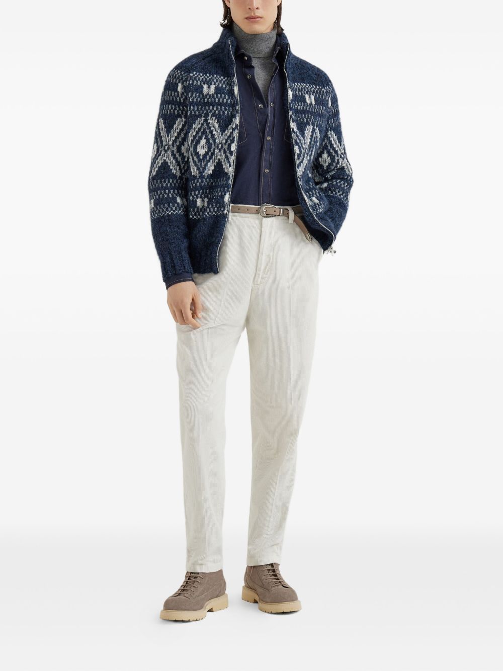 Brunello Cucinelli Jacquard Zip-up Cardigan