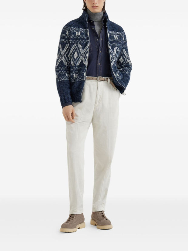Brunello Cucinelli Wool Zipped Cardigan - Blue