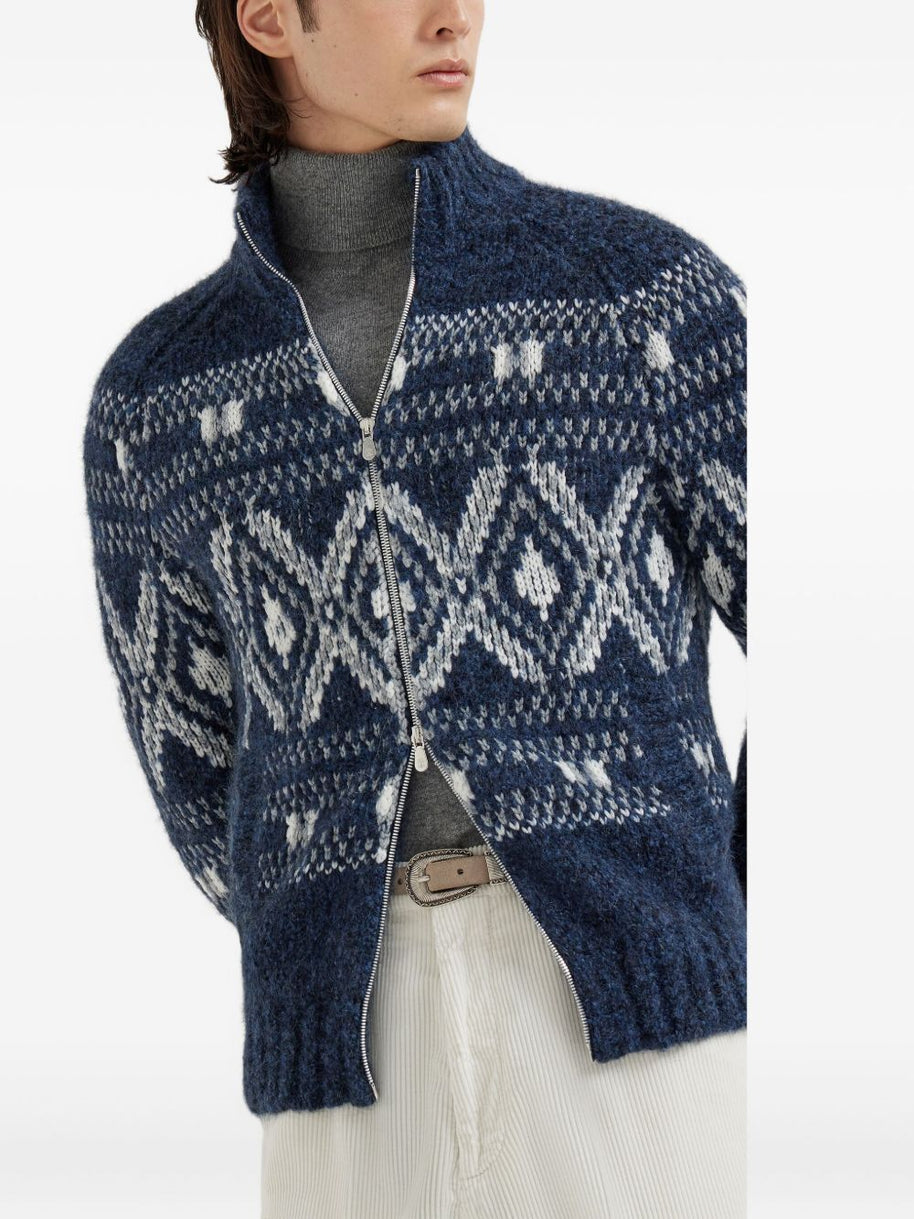 Brunello Cucinelli Jacquard Zip-up Cardigan