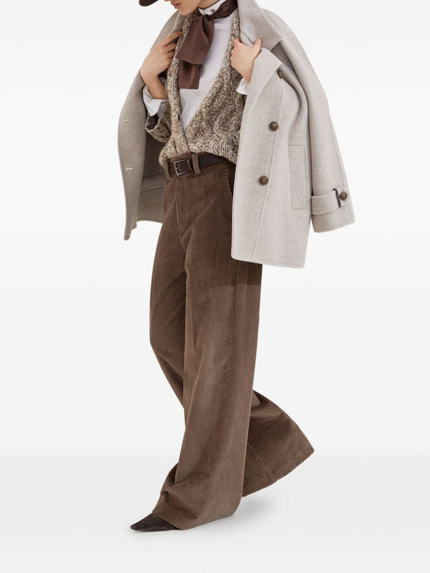 Brunello Cucinelli Wide Leg Cotton Trousers