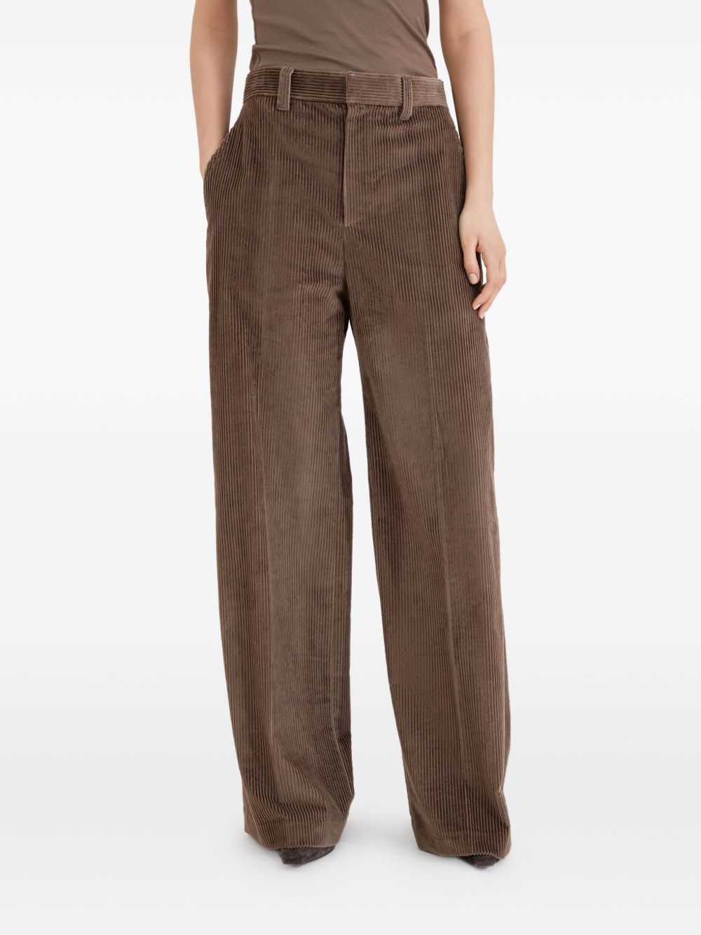 Brunello Cucinelli Wide Leg Cotton Trousers