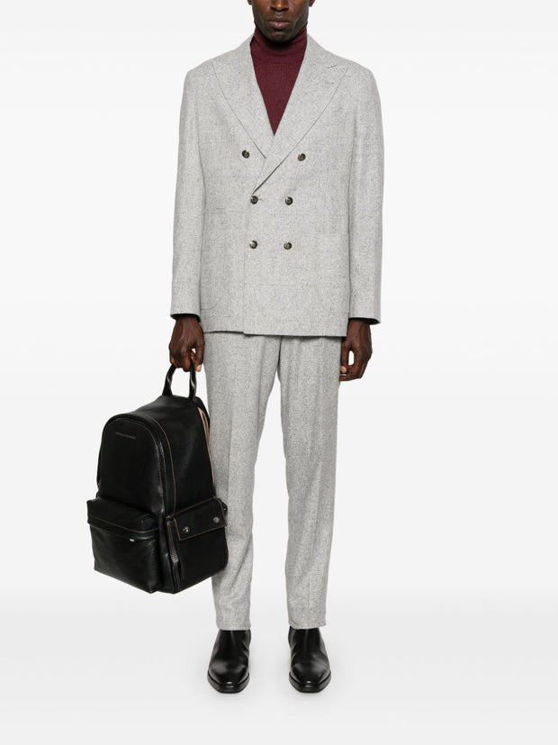 Brunello Cucinelli Wool And Silk Double-breasted Suit - Light Grey