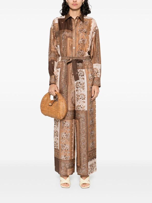 Zimmermann Lucky Printed Silk Trousers - Brown