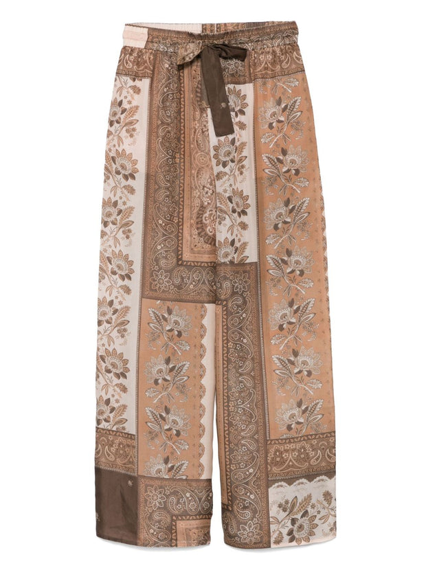Zimmermann Lucky Printed Silk Trousers - Brown
