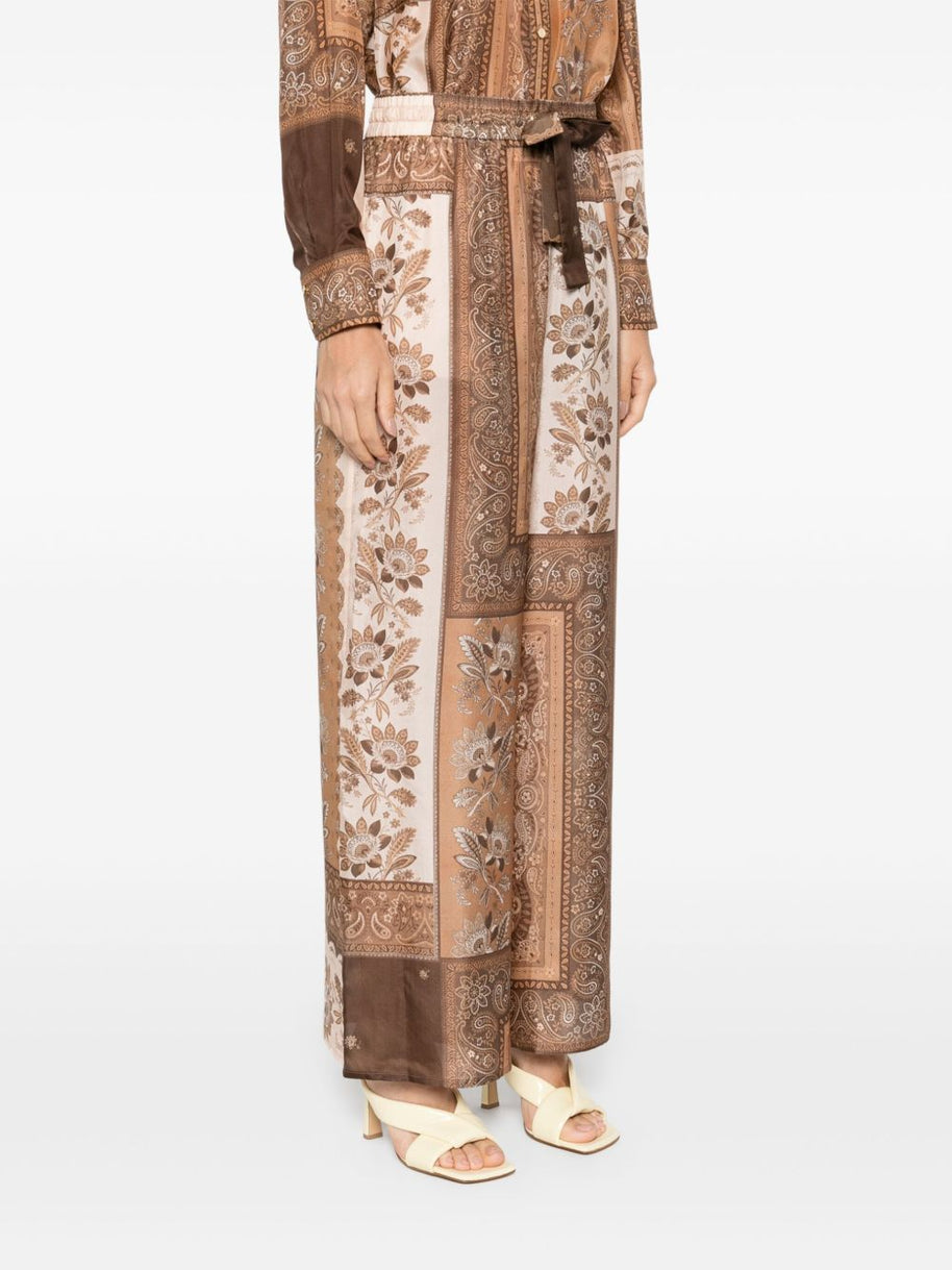Zimmermann Lucky Printed Silk Trousers - Brown