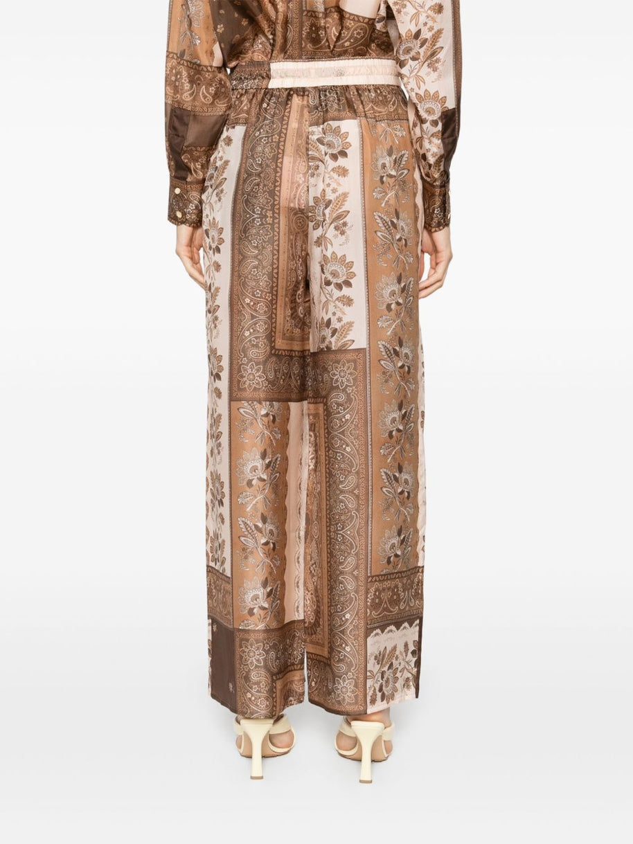 Zimmermann Lucky Printed Silk Trousers - Brown