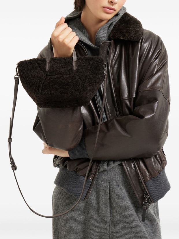 Brunello Cucinelli Shearling Shopping Bag - Brown