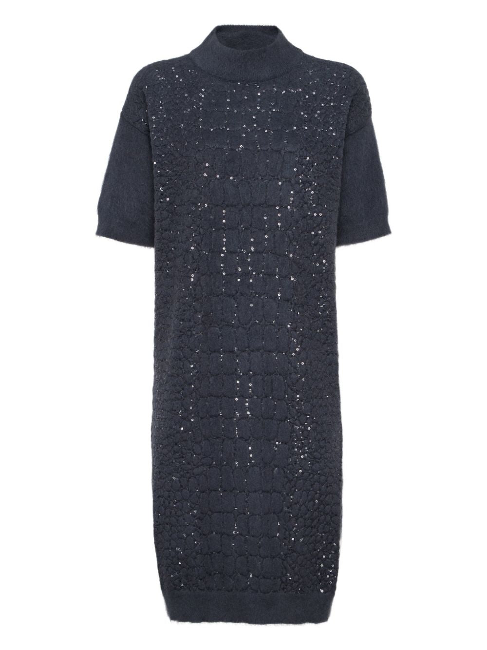 Brunello Cucinelli Wool Turtle-neck Dress - Blue