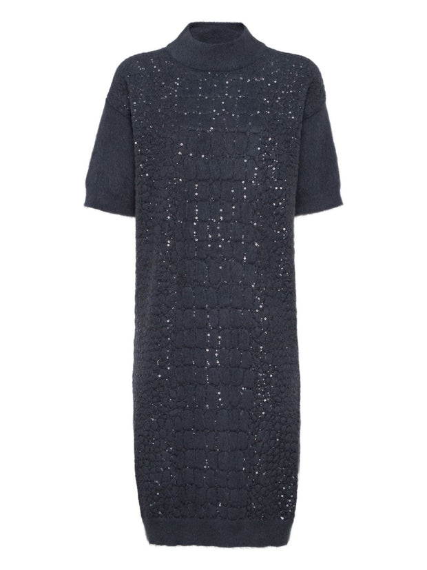 Brunello Cucinelli Wool Turtle-neck Dress - Blue