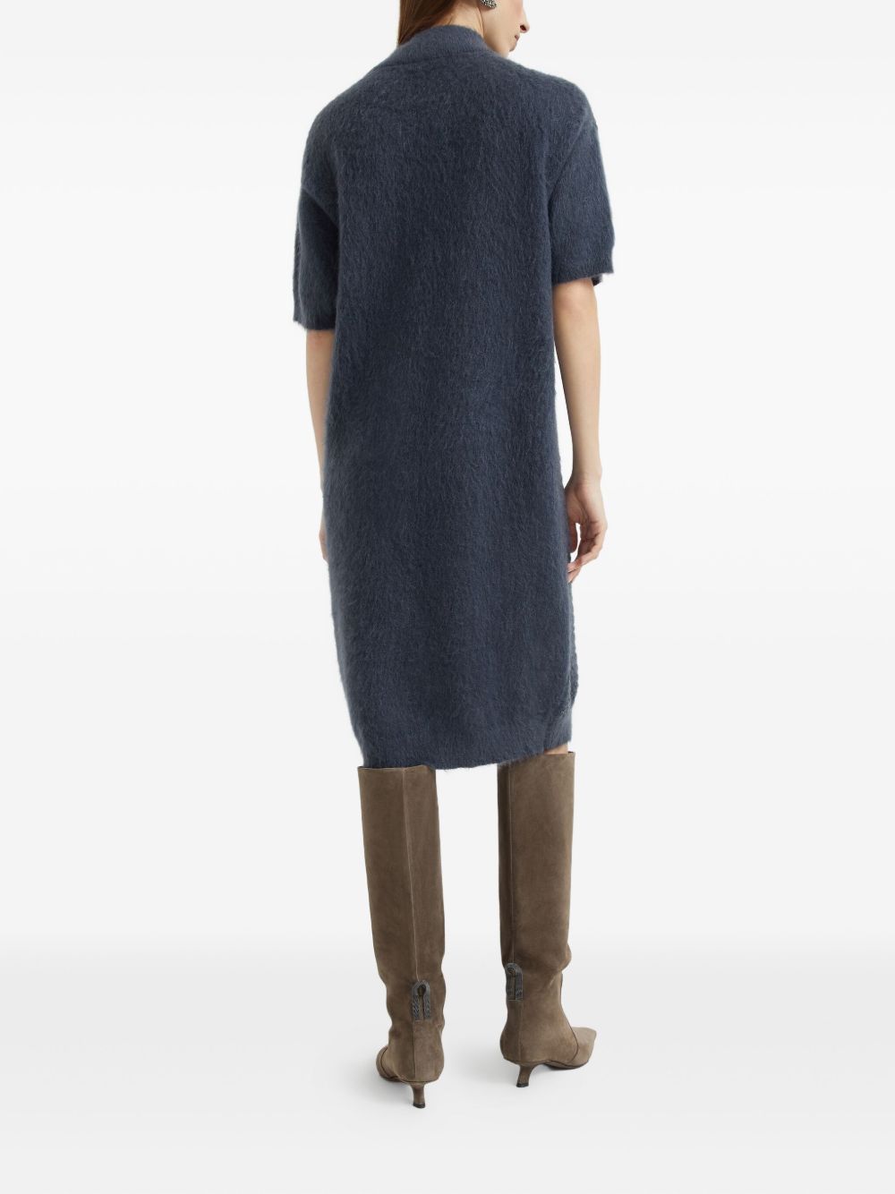 Brunello Cucinelli Wool Turtle-neck Dress - Blue