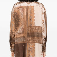 Zimmermann Lucky Printed Silk Shirt - Brown