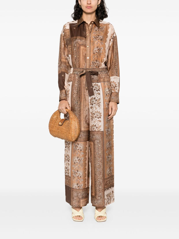 Zimmermann Lucky Printed Silk Shirt - Brown
