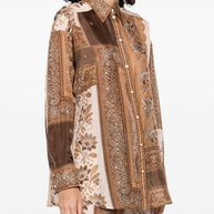 Zimmermann Lucky Printed Silk Shirt - Brown