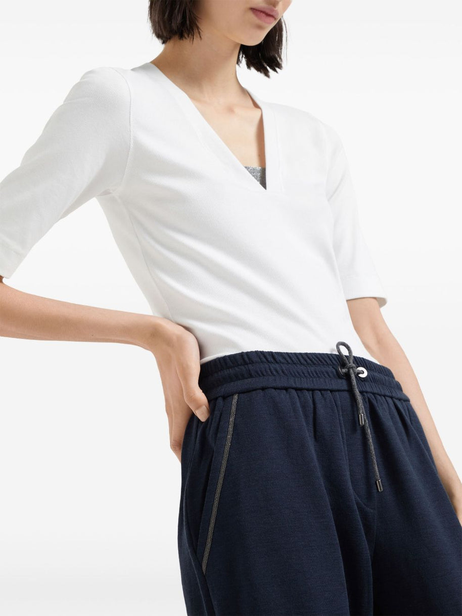 Brunello Cucinelli Cotton And Silk Trousers - Blue