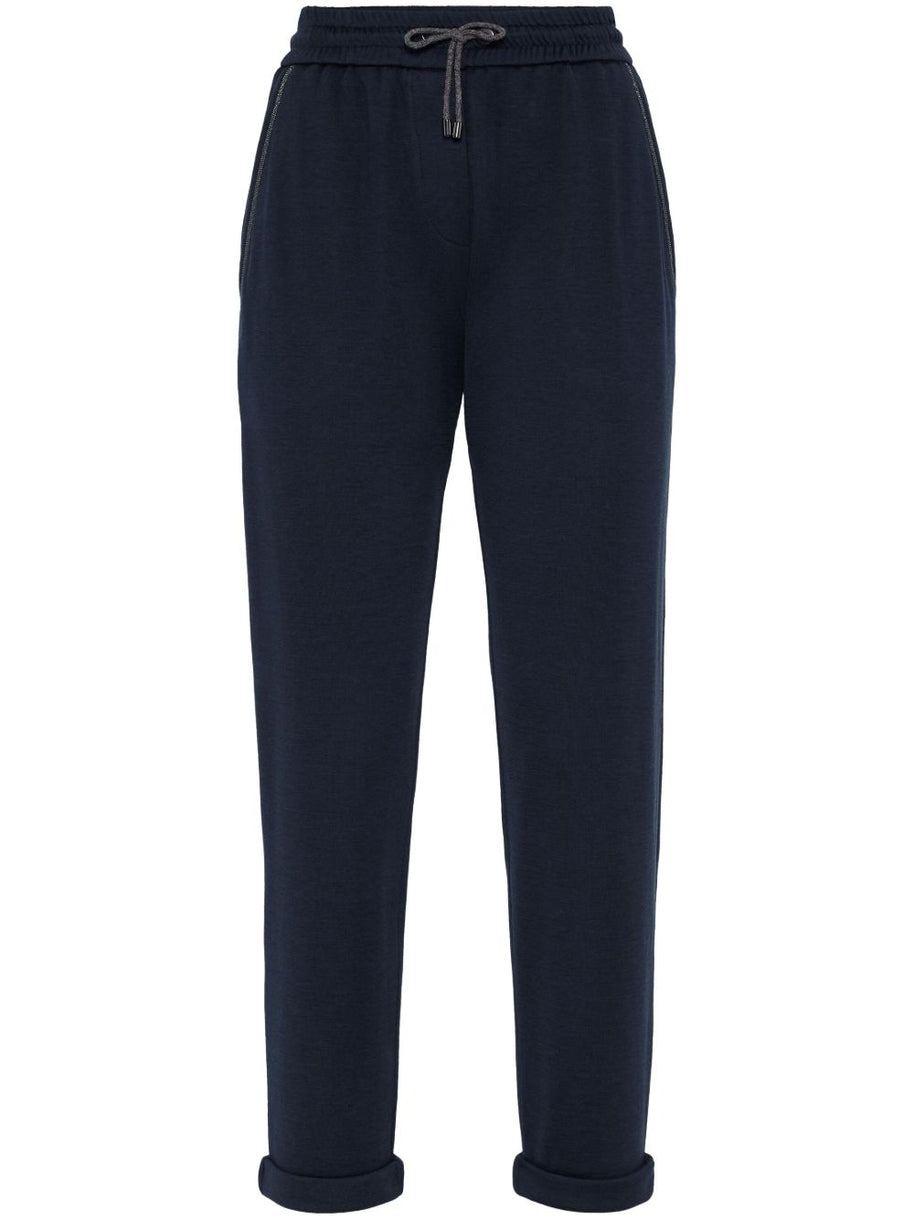 Brunello Cucinelli Cotton And Silk Trousers - Blue